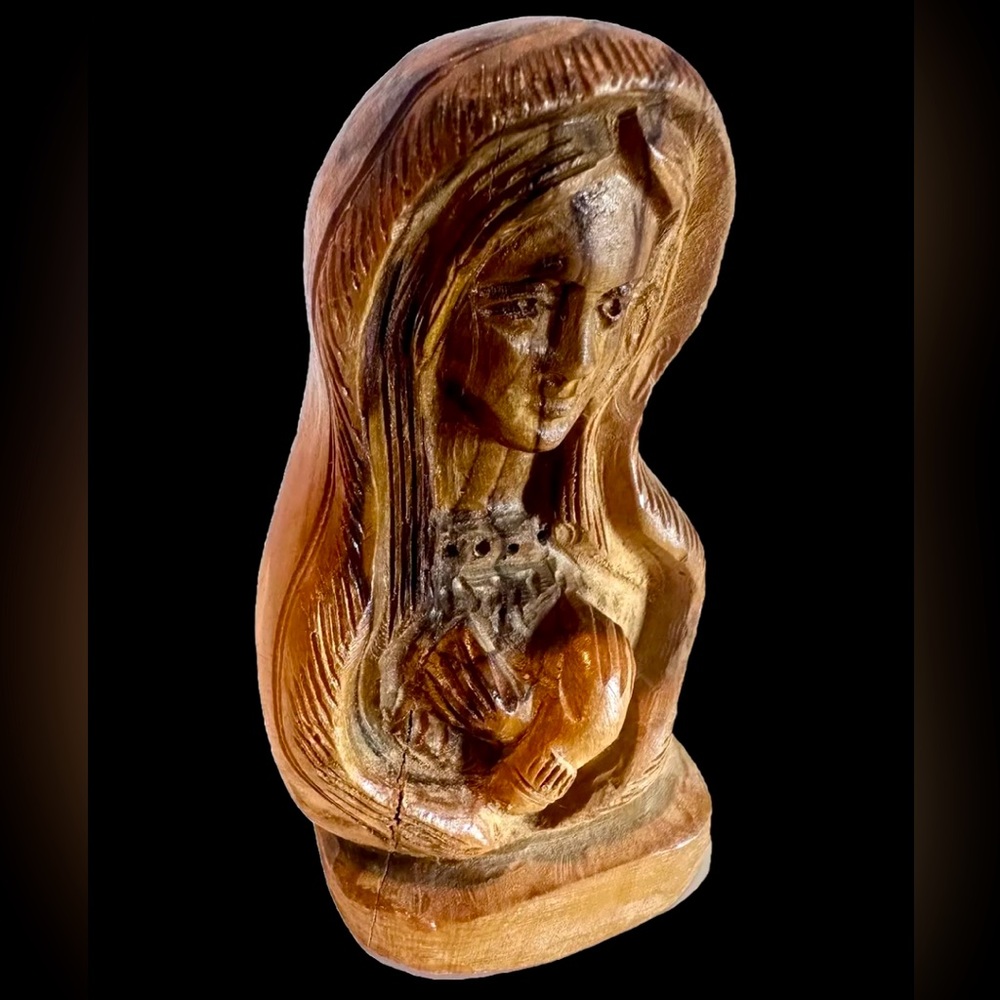 Hand Carved Olive Wood Virgin Mary